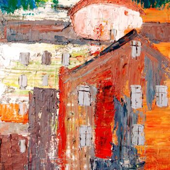 Картина под названием "City etude 6" - Татьяна Ермольчик, Подлинное произведение искусства, Масло Установлен на Деревянная р…