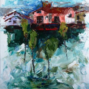 Painting titled "City etude 1" by Tatyana Ermolchik, Original Artwork, Oil Mounted on Wood Stretcher frame