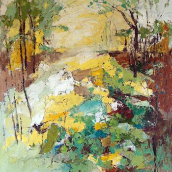 Painting titled "Park path" by Tatyana Ermolchik, Original Artwork, Oil Mounted on Wood Stretcher frame