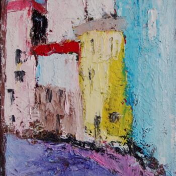Painting titled "City etude 12" by Tatyana Ermolchik, Original Artwork, Oil Mounted on Wood Stretcher frame