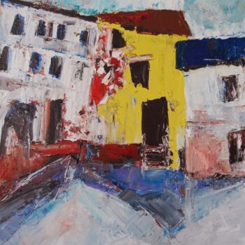 Painting titled "City etude 4" by Tatyana Ermolchik, Original Artwork, Oil Mounted on Wood Stretcher frame
