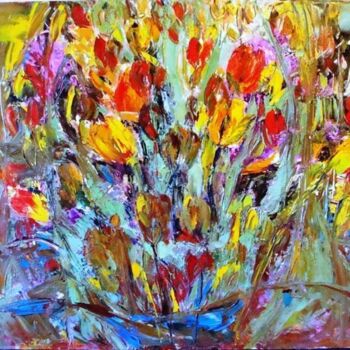 Картина под названием "Тюльпаны" - Татьяна Ермольчик, Подлинное произведение искусства, Масло
