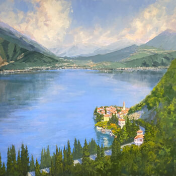 Painting titled "View Of Varenna On…" by Tatyana Fogarty, Original Artwork, Oil