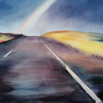 Painting titled "The way" by Tatyana Frolova, Original Artwork, Watercolor