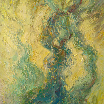 Painting titled "The summer olive" by Tatyana Ivolga, Original Artwork, Oil Mounted on Wood Stretcher frame