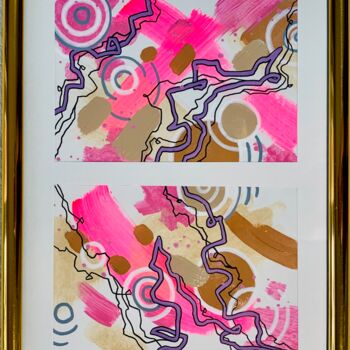 Painting titled "In pink" by Tatyana Karabanova (Bogdanova), Original Artwork, Acrylic Mounted on Other rigid panel