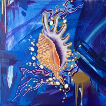 Schilderij getiteld "Shell" door Tatyana Karabanova (Bogdanova), Origineel Kunstwerk, Acryl Gemonteerd op Frame voor houten…