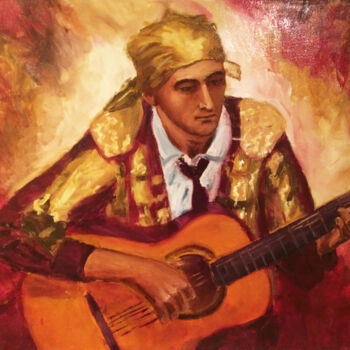 Painting titled "Spanish guitarist p…" by Tatyana Kurkova, Original Artwork, Oil