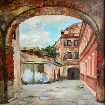 Painting titled "Old Town painting o…" by Tatyana Kurkova, Original Artwork, Oil