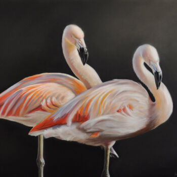 Drawing titled "Flamingo" by Tatyana Lukanenko, Original Artwork, Pastel