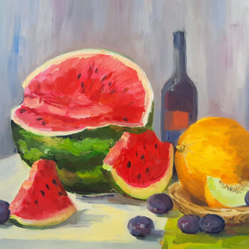 Painting titled "Delicious" by Tatyana Pertsel, Original Artwork, Oil Mounted on Wood Stretcher frame