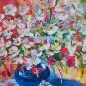 Картина под названием "Garden Flowers" - Tatyana Pertsel, Подлинное произведение искусства, Масло