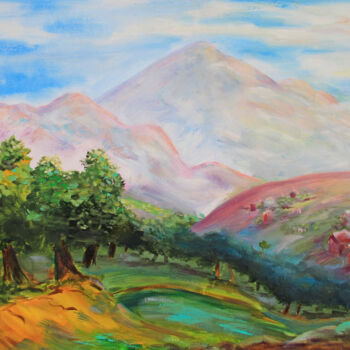 Malerei mit dem Titel "Mountain View" von Tatyana Pertsel, Original-Kunstwerk, Öl Auf Keilrahmen aus Holz montiert