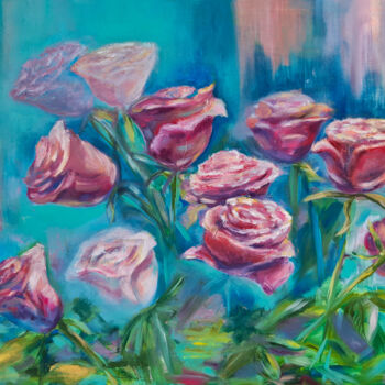 Painting titled "Roses" by Tatyana Pertsel, Original Artwork, Oil