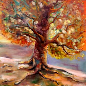 Painting titled "Light Acceptance" by Tatyana Pertsel, Original Artwork, Oil Mounted on Wood Stretcher frame