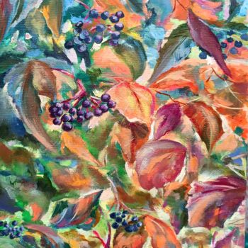 Картина под названием "Wild Grapes" - Tatyana Pertsel, Подлинное произведение искусства, Масло Установлен на Деревянная рама…