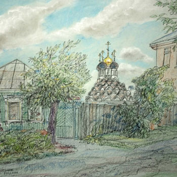 Картина под названием "Kolomna. Old Temple." - Tatyana Petrova-Latysheva, Подлинное произведение искусства, Пастель