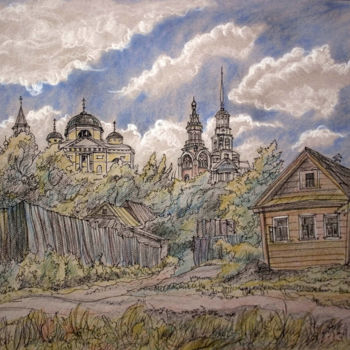 Peinture intitulée "View of the Boriso-…" par Tatyana Petrova-Latysheva, Œuvre d'art originale, Pastel