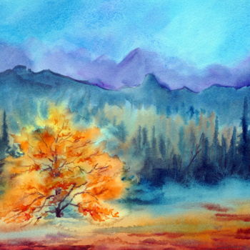 图画 标题为“mountain landscape” 由Tatyana Pustovit, 原创艺术品, 水彩