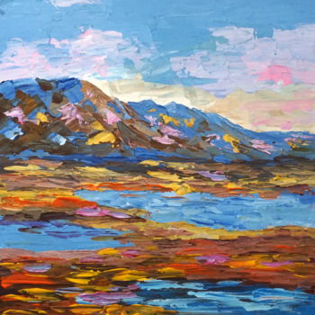 Peinture intitulée "Mountain landscape,…" par Tatyana Pustovit, Œuvre d'art originale, Acrylique