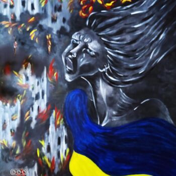 Peinture intitulée "UKRAINE-SCREAM OF W…" par Tatyana Shvartsakh, Œuvre d'art originale, Acrylique