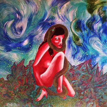 Painting titled "Emerald vibrations" by Tatyana Shvartsakh, Original Artwork, Acrylic