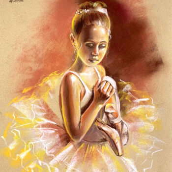 Pittura intitolato "Little ballerina pa…" da Tatyana Ustyantseva, Opera d'arte originale, Pastello