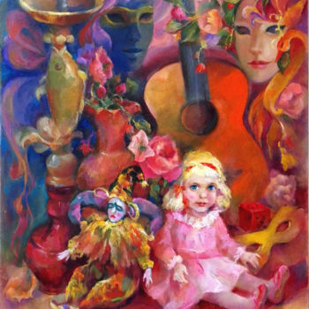 Painting titled "Masks" by Tatyana Voronin, Original Artwork, Oil