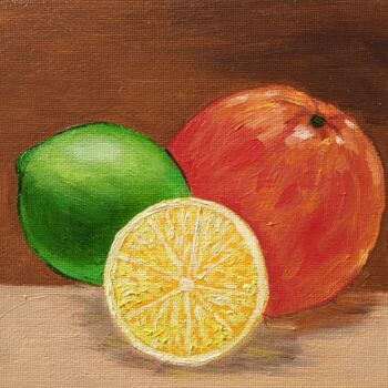 Painting titled "Citrus still life" by Tatyana Zarembovskaya, Original Artwork, Oil