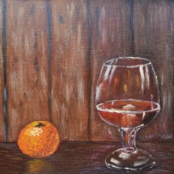 Картина под названием "A glass of whiskey" - Tatyana Zarembovskaya, Подлинное произведение искусства, Масло