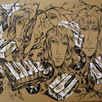 Dessin intitulée "Quartet" par Tatyana Berestov, Œuvre d'art originale