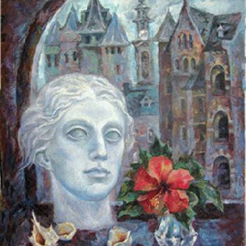 Painting titled "Cold city" by Tatyana Berestov, Original Artwork, Oil