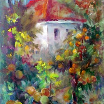 Painting titled "Garden" by Tatyana Berestov, Original Artwork, Oil