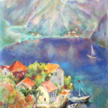 Painting titled "Morning in the gulf" by Tatyana Berestov, Original Artwork, Oil