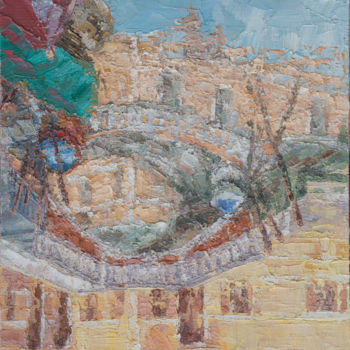 Schilderij getiteld "Мостик. Венеция." door Tatyana Sannikova, Origineel Kunstwerk, Olie