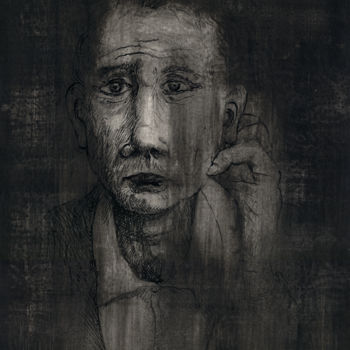 Schilderij getiteld "Coal Face - 2" door Michel Tava, Origineel Kunstwerk, Gouache