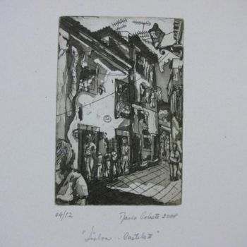 Desenho intitulada "Lisboa Castelo II" por Tavares Alves, Obras de arte originais