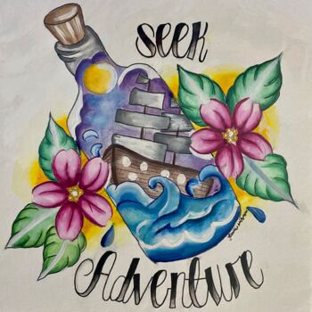 Painting titled "Seek adventure" by Tawnie Martinez (Earthjem), Original Artwork, Watercolor