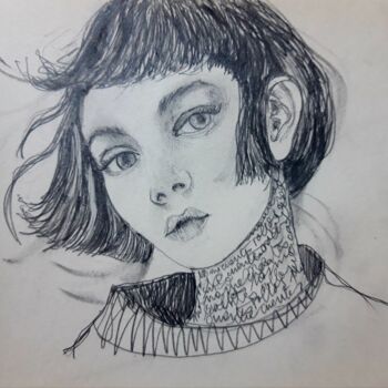 Drawing titled "Ángela" by Tay Aguilar, Original Artwork, Pencil
