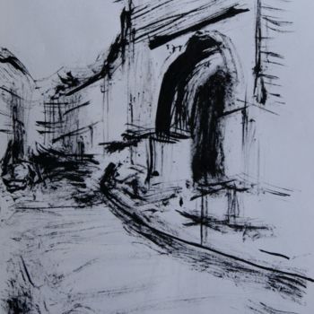 Drawing titled "Una calle" by Tay Aguilar, Original Artwork, Ink