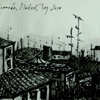 Dibujo titulada "Vista de tejados de…" por Tay Aguilar, Obra de arte original, Tinta