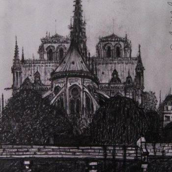 Dibujo titulada "Notre-Dame desde la…" por Tay Aguilar, Obra de arte original, Lápiz