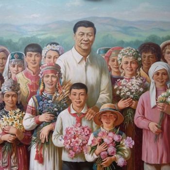 Pintura titulada "Xi Jinping and the…" por Viktor Bychkov, Obra de arte original, Oleo
