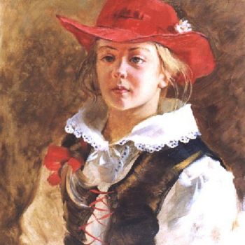 Painting titled "Portrait of the dau…" by Viktor Bychkov, Original Artwork, Oil