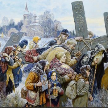 Painting titled "The Carrying Of The…" by Viktor Bychkov, Original Artwork, Oil