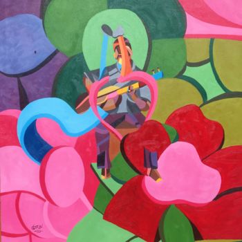 Peinture intitulée "L’amour dans son rê…" par Forest Tchantchui Tchoualong, Œuvre d'art originale, Huile