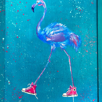 Pittura intitolato "Blue Flamingo" da Td'21, Opera d'arte originale, Acrilico