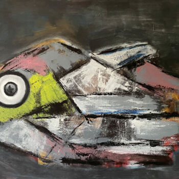 Malerei mit dem Titel "Fish" von Tea Darjania, Original-Kunstwerk, Acryl