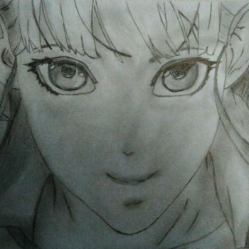 Desenho intitulada "Manga fille" por Teddy Loubry, Obras de arte originais, Carvão