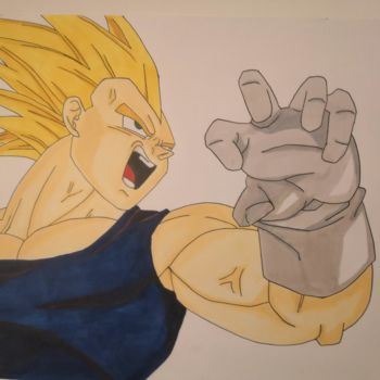 Drawing titled "Vegeta" by Teddy Loubry, Original Artwork, Marker